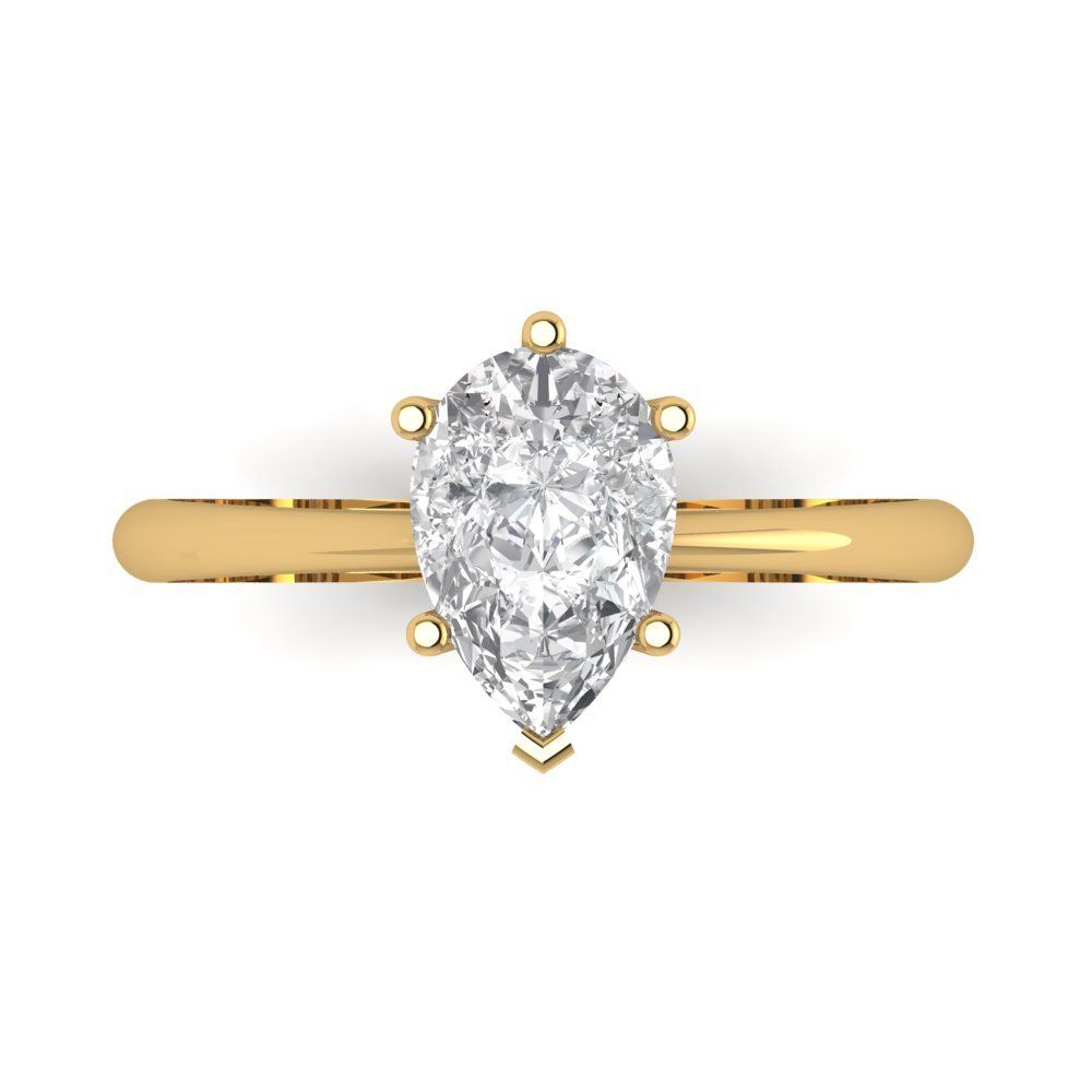 Yellow gold pear cut solitaire engagement ring